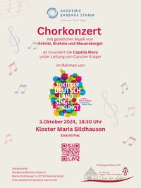 Chorkonzert am 3. Oktober 2024